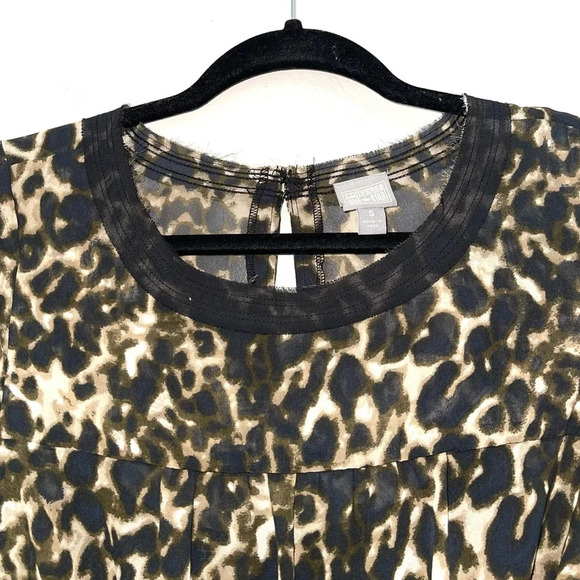 Converse NWT Tan & Black Leopard Print Layered Ruffle Mini Dress Small Women’s - Picture 2 of 14